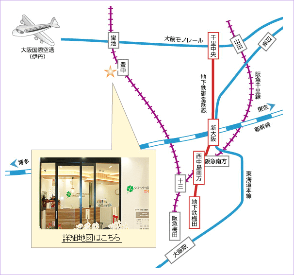 豊中駅までの路線図